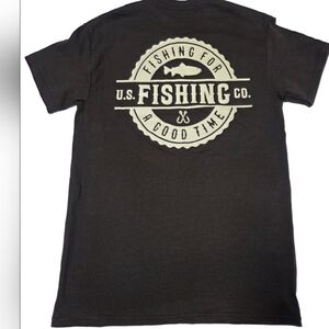 U.S Fishing Co Graphic Tee Small Brown Cotton Outdoor Logo Shirt New Without Tag
